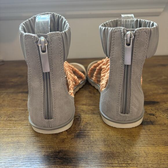 Sorel Womens Shoes 6 1/2 Gray And Orange Ella II Ankle Strap Sandal Back Zip - Picture 9 of 12